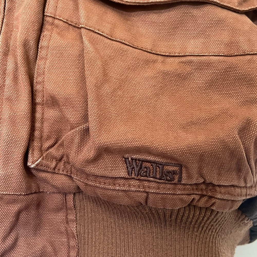 Walls Canvas Hooded Jacket XL Quilted Flannel Lined Brown Elbow Patches EnDura - Picture 10 of 14